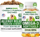 Alergia Erliebea + Omega 3 Bundle - Ikatzaren aurkako azala eta azalari alergia + Omega 3 Arrainaren olioa + EPA eta DHA gantz-azidoak - Itching&Paw Licking + Joint Health - 180 Chews + 180 Softgel - Estatu Batuetan egina