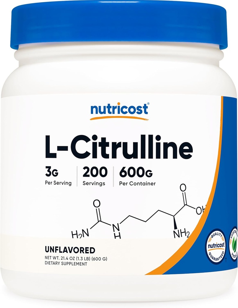 Nutricost Pure L-sitrulliini (Base) Jauhe (600 grammaa)