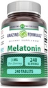 Apbrīnojami Formulas Melatonīna Papildinājums - 3 Mg Per Servējiet - 240 Tabletes - Ne-GMO --Luten-Free -Ražots ASV