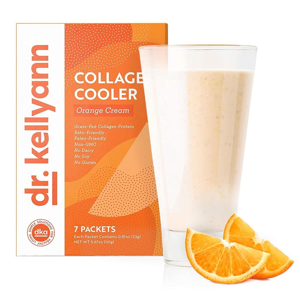 Dr. Kellyann Orange Cream Keto Shake Packets (7 Servings) – 15g Protein, Grass-Fed Collagen, Keto & Paleo-Friendly, 1 Pack
