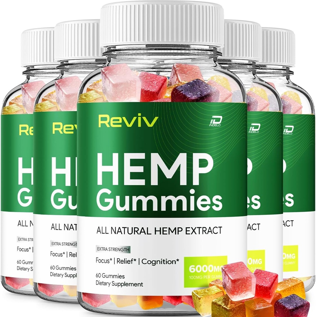 Reviv Hemp - с екстракт от семена от семена на Hemp RevivHemp Gummies Тинитус Билкови добавки, здраве и уелнес поддръжка, All Natural Reviv Hemp Gummy (5 Pack - 300 Гуми)
