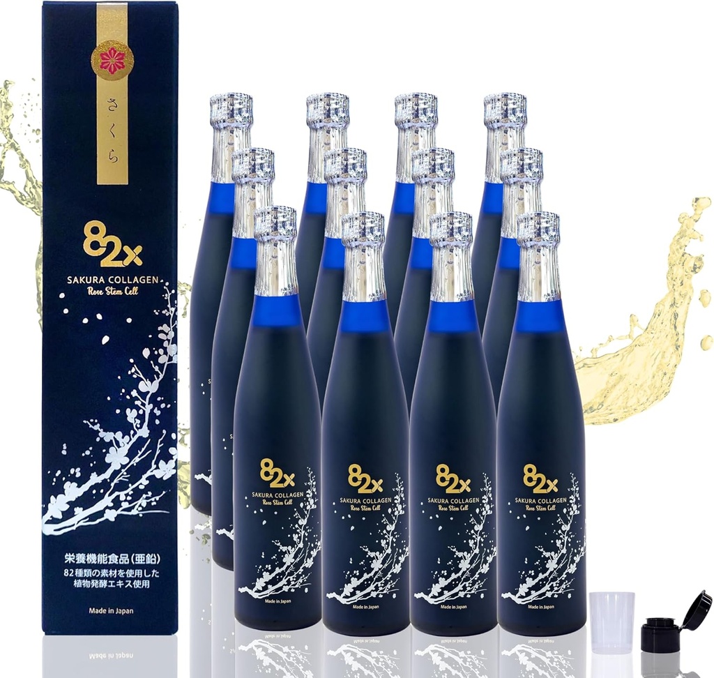 82X Stem Cell Collagen - Marine Collagen Peptides Liquid Drink for Skin Hair Nails from Japan with 82 Fermented Plants, Vitamins, Minerals ' supplements Pack 12