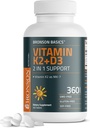 Bronson Vitamine K2 D3 (MK7) Supplement Non-GMO Formule Vitamine D3 5000IU (125 mcg) & 90 mcg K2 MK-7, gemakkelijk doorslikken D & K Complex, 360 tabletten