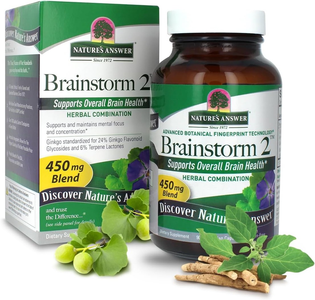 자연의 대답 Brainstorm 2 채식 캡슐, 90-Count