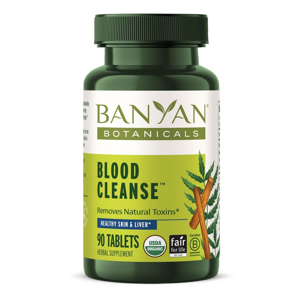 Banyan Botanicals Organic Blood Cleanse–Clear Skin Supplement with Neem & Manjistha–Natural Liver Detox & Lymphatic Drainage–Internal Skin Purifier & Circulation Support–90 Tablets–USDA Organic*