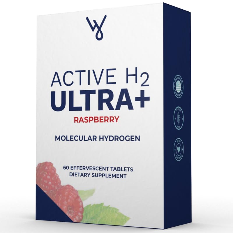 Active H2 Ultra+ Hydrogen Water Tablet, Natural Raspberry. Supports Overall Well-Being with Benefits of Molecular Hydrogen 60 Servings