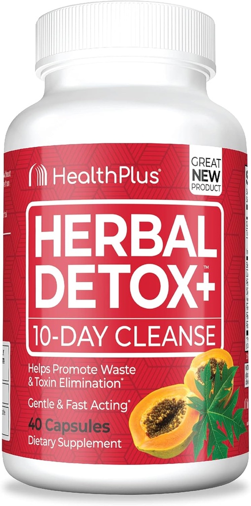 Health Plus Herball Detox+ (10-วันทําความสะอาด) 40 Capsults, 20 servations