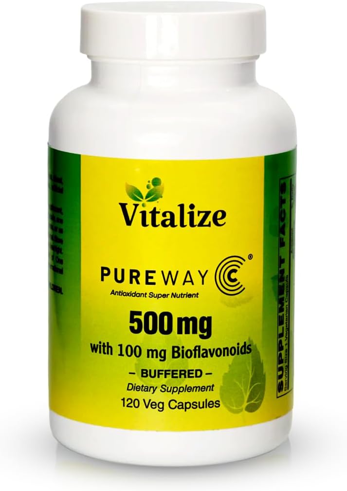 Witalize - PUREWAY- C 500 MG BUFFERED 124; Suplement witaminy C 124; Wspiera gojenie ran i system immunologiczny 124; Kwas askorbinowy Witamina C 124; Skuteczne wchłanianie komórkowe 124; Każda butelka zawiera 120 tabletek Veg
