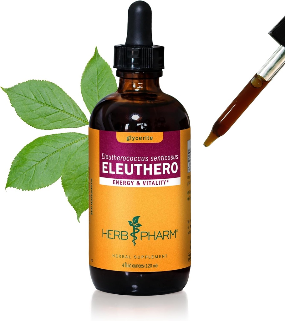 Herb Pharm Eleuthero Root Liquid Glycerit til energi og Stamina, Alkoholfri Glycerit, 4 Ounce