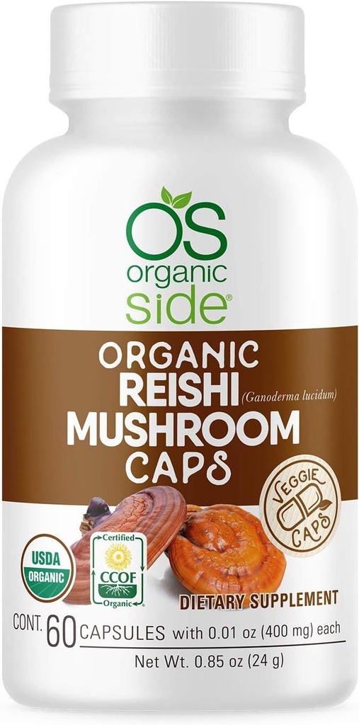 Reishi Mushroom Capsules: 124; 60 Degan Adaptogen Capsules untuk Dukungan Ammune & Stress Relief 124; USDA Bersertifikat, Non-GMO, Suplemen Kelahiran Alam