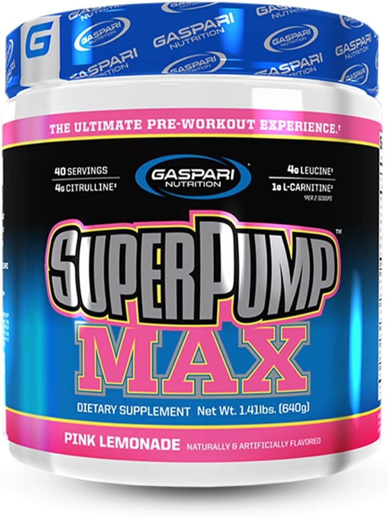 Gaspari Nutrition SuperPump MAX, The Ultimate Pre Workout Toz, Sustained Energy Preworkout, Nitric oksid, Muscle Growth, Recovery & Replenishes Electrolytes (Pink Limonade)