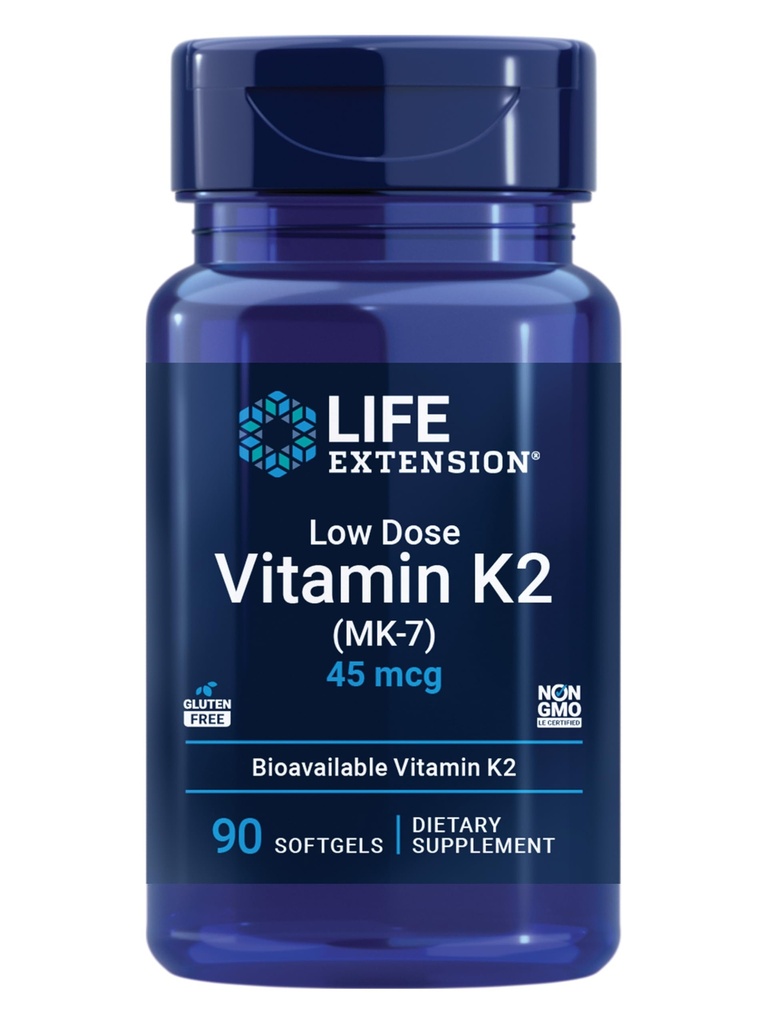 Life Extension Low Dose Vitamin K2 – Supports Arterial Health – Non-GMO, Gluten-Free – 90 Softgels