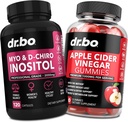 Myo- Inositol & D- Chiro Inositol & ACV Gummies - 40: 1 Santykis Hormonų balansas moterims & Apple Cider Actas Gummies - Priedai remti Menstrual Cycle & Moteris Sveikata