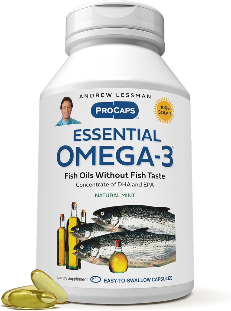 ANDREW LESSMAN Essential Omega-3 Mint - 600 Softgels - Ultra-Pure, High Potency Omega-3 Oils. High DHA, No Stomach Upset, No Contaminants, No Mercury. Small Easy to Swallow Softgels