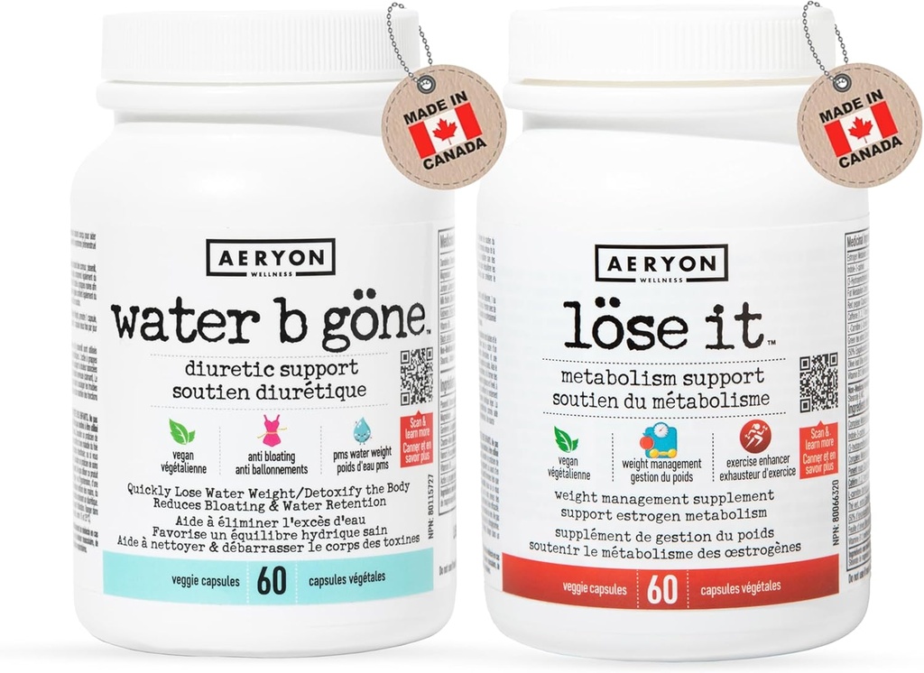 المياه B Gone [20 Day Supply] " Lose it [30 Day Supply] - Value Pack – Diuretic Pills for Women - Reduce Water Retention and Bloating - Find PMS Relief – 60 Vegan Capsules