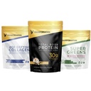 Transformation Vanilla Protein Powder | 30G Multi-Protein Superblend + Grass-Fed Hydrolyzed Collagen Peptides Powder- Hair, Skin, Nails + Organic Super Greens Superfood Powder- Immune & Energy Support