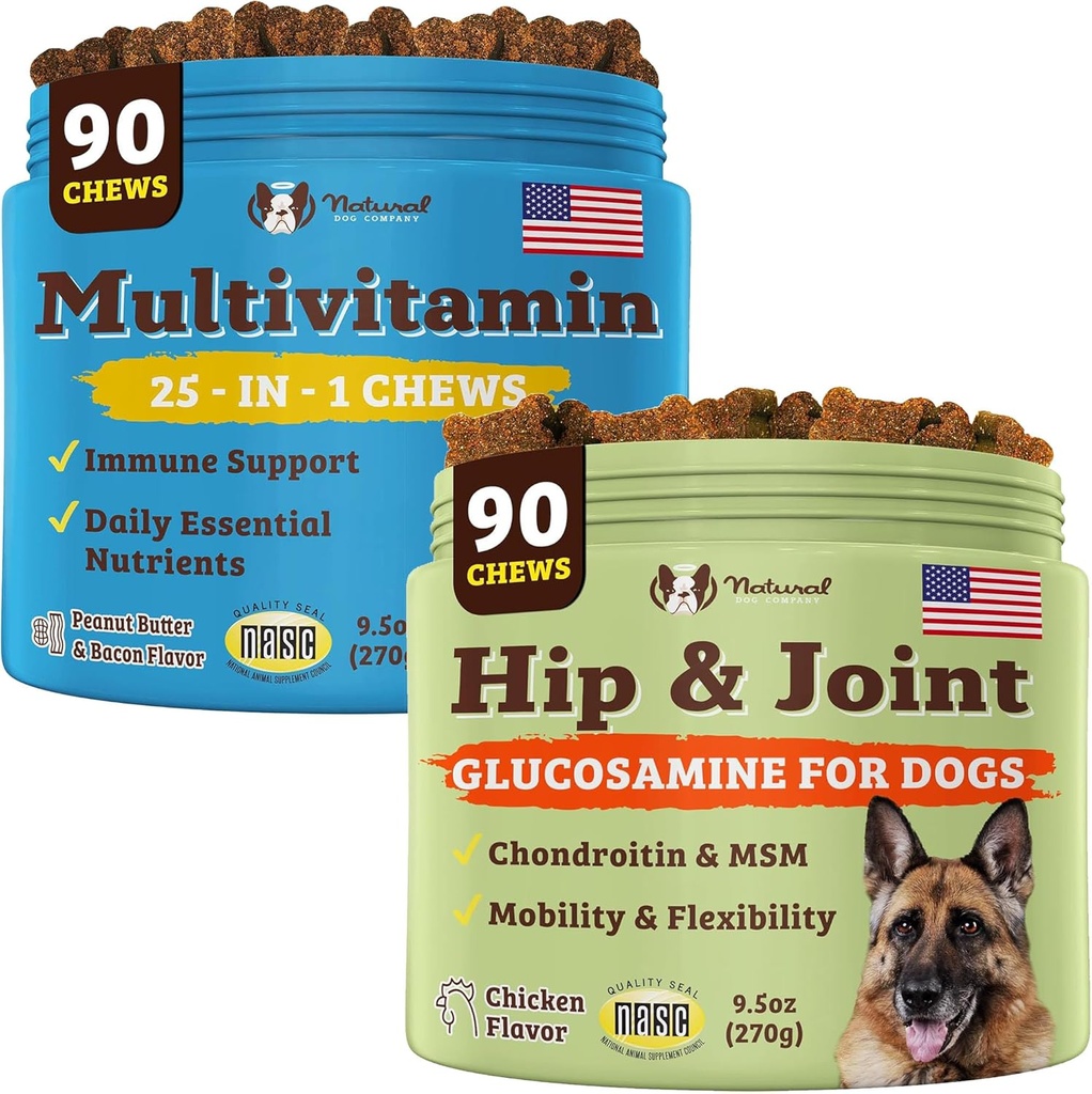 Suplemen Dog Company Dog Natural for Seniors & Active Dogs - Multivitamin Chews & Hip & Joint Relief