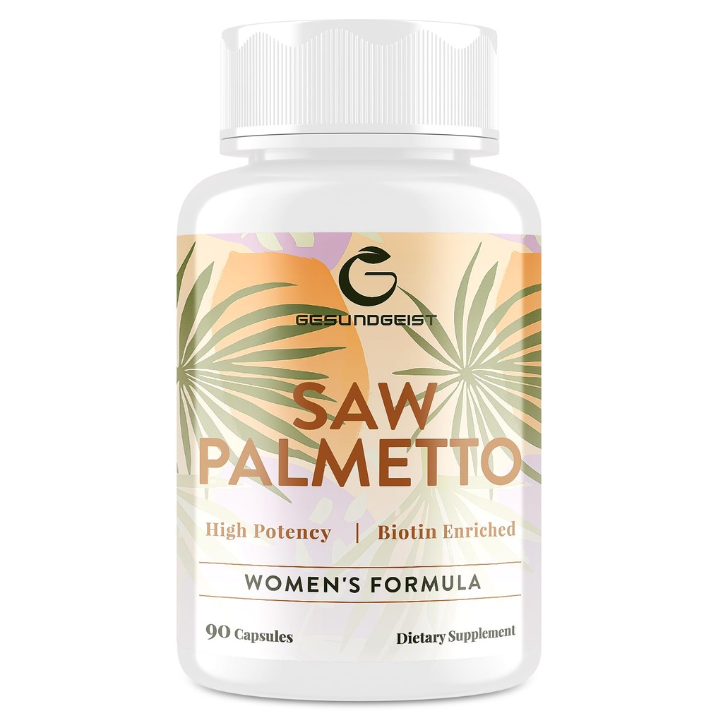 Saw Palmetto for Women Hair Loss - DHT Blocker with 5-in-1 Blend for Hair Growth, Skin & Nails, Urinary Wellness - Extra Strength Saw Palmetto Supplement - 90 Capsules