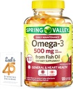 Spring Valley Omega-3 from Fish Oil 500 mg 120 Count, SoftGels, General & Heart Health Dietary Supplement Bundle with Luall's 45 Diabetes Decoded