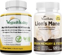 Vegan Vitality Lion's Mane x General Health Combo Bundle - 6 månaders lejonman och multivitaminer
