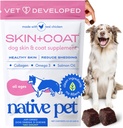 Native Pet Omega Skin and Coat Chews für Hunde - Hunde Skin und Mantel Ergänzung für gesunde, glänzende Pelz, reduzieren Shedding und Dry Spots - Hergestellt mit Omega 3 Fischöl und Wild-Caught Lachsöl - 120 Chews