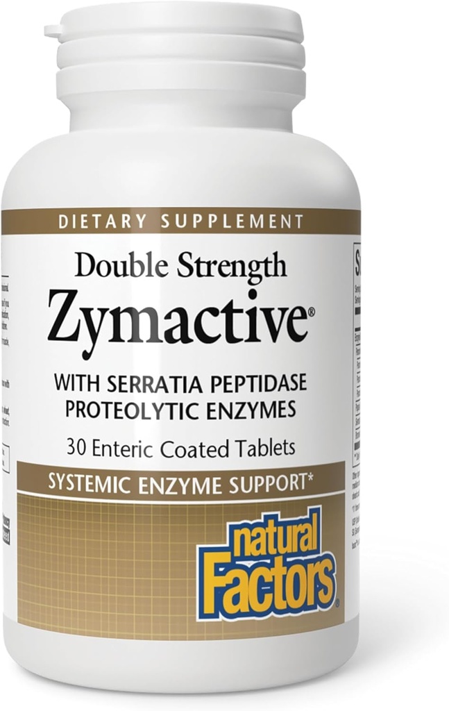 גורמים טבעיים - Zymactive Proteolytic Enzyme Double כוח, תומך תגובה דלקתית בריאה לעזור שרירים ותפקוד משותף, Gluten Free, non-GMO, 30 טבליות Enteric Coated