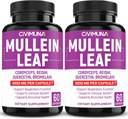 (2 Paks) Mullein Leaf kapsler 6850mg - Mullein Leaf, Cordyceps, Reishi - 4 Måneder Supply