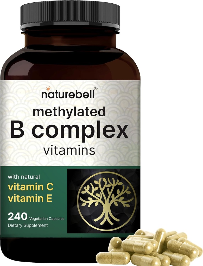 Methylated B Complex Vitamiinit, 240 Kasviskapselit ... Multivitamiini B Complex B12, Folaatti, Biotiini & enemmän...