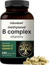 Vitaminas Complexas B metiladas, 240 Cápsulas Veggie, Complexo B Multivitamínico, B12, Folato, Biotina e Mais – com Vitamina Natural C, E, Colina e Inositol – Imune, Energia e Suporte Pré-natal