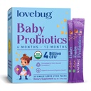 LOVEBUG Award Winning USDA Organic Probiotic for Babies | Multi-Strain 4 Billion CFU | Easy-to-Take Powder | Sugar Free | Ages 6-12 Months | 30 Packets