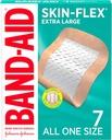 Bandes adhésives de marque Band-Aid Skin-Flex pour les premiers soins et les soins de la plaie des coupures et des éclats mineurs et des brûlures, bandes stériles flexibles pour les doigts et les genous, extra grand, tous de taille unique, 7 ct