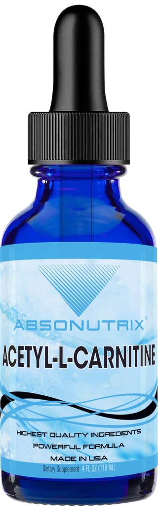Absonutrix Acetyl L-Carnitine, 593mg per Serving, 200 Potent Servings, Quick Absorption Liquid Drops, Gluten-Free, Third-Party Tested, GMP-Certified, Non-GMO, Made in USA