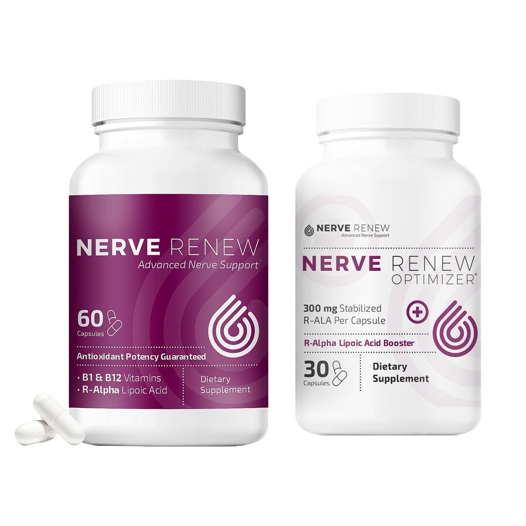 NERVE RENEW Advanced Nerve Support Supplement and Optimizer - Accelerated Nerve Supplement Bundle - 30-Day Supply