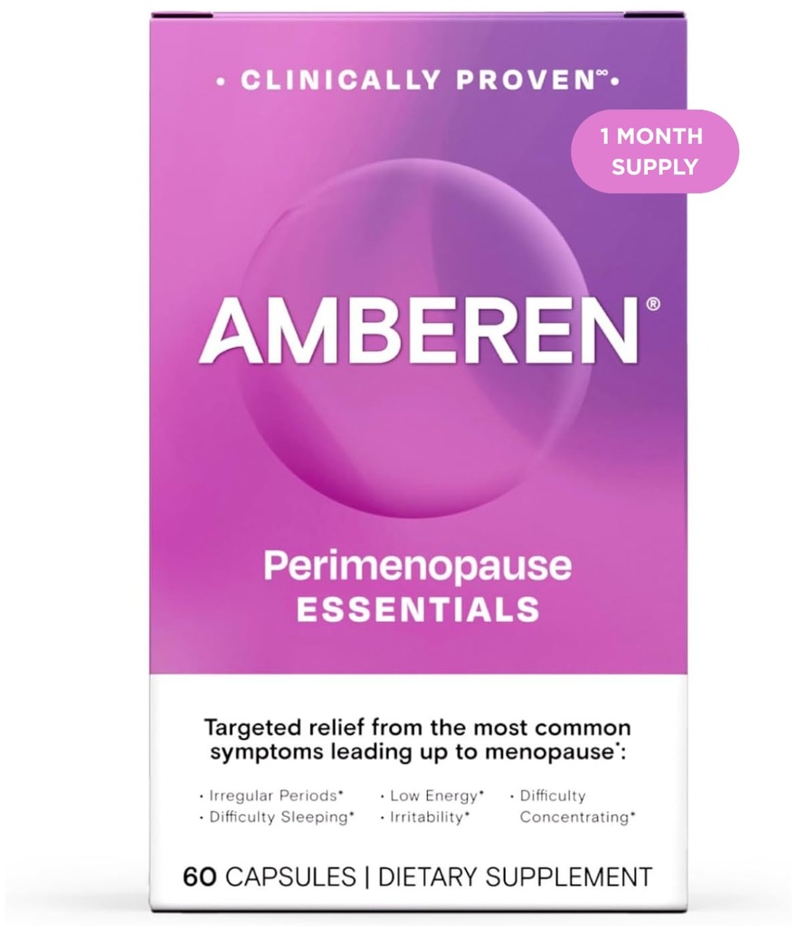 Amberen Perimenopause Supplement, 60 Capsules, Clinically Proven, Helps Support Hormone Balance, Helps Relieve Peri-Menopause Symptoms: Difficulty Sleeping, Irritability, Low Energy and More
