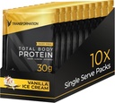 Transformation Protein Super Blend | Egg White, Collagen Peptides und Pflanzenprotein | 15 Billion CFU Probiotics | Verdauungsenzyme | MCT Oil | Low Carb Shake für Männer & Frauen | Vanille, 10 Pack