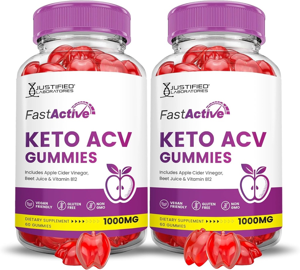 (2 Pack) Fast Active Keto ACV Gummies Advanced Formula 1000MG Fastactive Keto Gummies Apple Cider Vinegar Formulated with Pomegranate Beet Juice Powder B12 Vegan Non GMO 120 Gummys