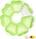 MOLN HYMY Large Weekly Pill Box 7 Day, Cute Pill Case Organizer 1 раз в день, Floral Pill Container Once Daily, Pretty Medicine Dispenser for Vitamin/Fish Oil/Medication/Supplements (Green)