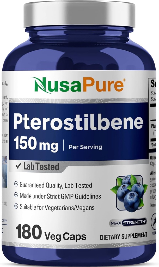 NusaPure Pterostilbene 150 mg 180 Veggie Caps(非GMO,维冈)