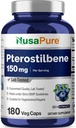 NusaPure Pterostilbene 150mg 180 Veggie Caps (ei-GMO, Vegan)