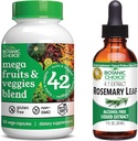 Botanisk valg Mega frukter og grønnsaker Blande (60 kapsler) + Rosemary Leaf Extract (1 fl oz) Bundle - Energibalanse & Superfood Supplement + Konsentrasjon og minnestøtte