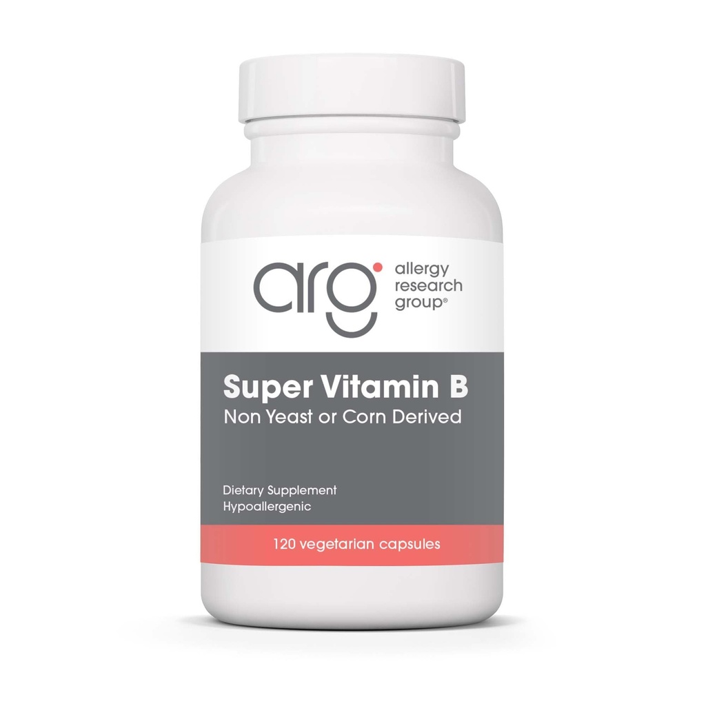 Allergy Research Group Super Vitamin B Supplement - B Vitamin Complex for Men & Women, with Vitamin B12 and B6, Vegetarian Capsules - 120 Count