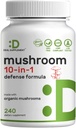 Organic 10in-1 moshroom Supplement, 240 Capsules – Lions Mane, ตุรกีหาง, Rayshi, Cordyesps & muchroom Complex –Imune, Eloper & Notrophic Empic Enert – Not-GMOMO
