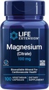 Livsforlengelse Magnesium Citrate 100 mg Vegetariske kapsler, Blå, 100 greve