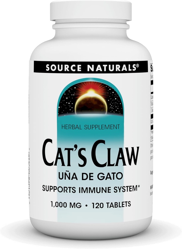 Source Naturals Cat's Claw Bark UNA de Gato 1000 mg Diyeter Supplement - Supports Immune System - 120 Tablets