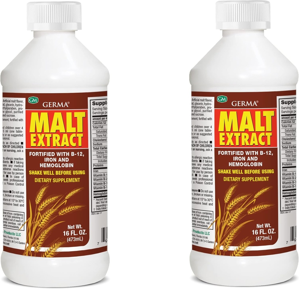 Extracto de Malta 16oz Malt Extract yang dilindungi dengan B-12 dan Iron 2pk