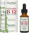 LiveWise Naturals B12 Vitamiin tilkab mitte-GMO-d, orgaanilist bioaktiivset segu energia, selguse, fookuse ja lihtsa imendumise jaoks, adenosüülkobalamiini ja metüülkobalamiini lisandit, veganit, gluteenivaba, piimavaba
