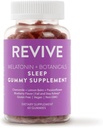 ReVIVEEO Melatonin & הבוטנים Sleep Gummy תוסף על ידי Revive Essential שמנים עם Chamomile, Lemon Balm & Passionflower - 5 מ"ג מלטונין - Blueberry Flavored