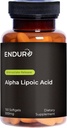Endur Alpha Acid lipoic, Antioxidant Defense & Cellular Energy Support, Release imediat, Vegan, Gluten Free, 300mg (150 Softgels)