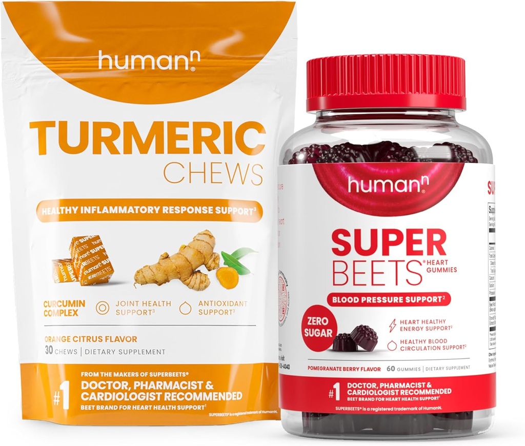 Humann Turmeric Chews and Heart Gummies Zero Sugar