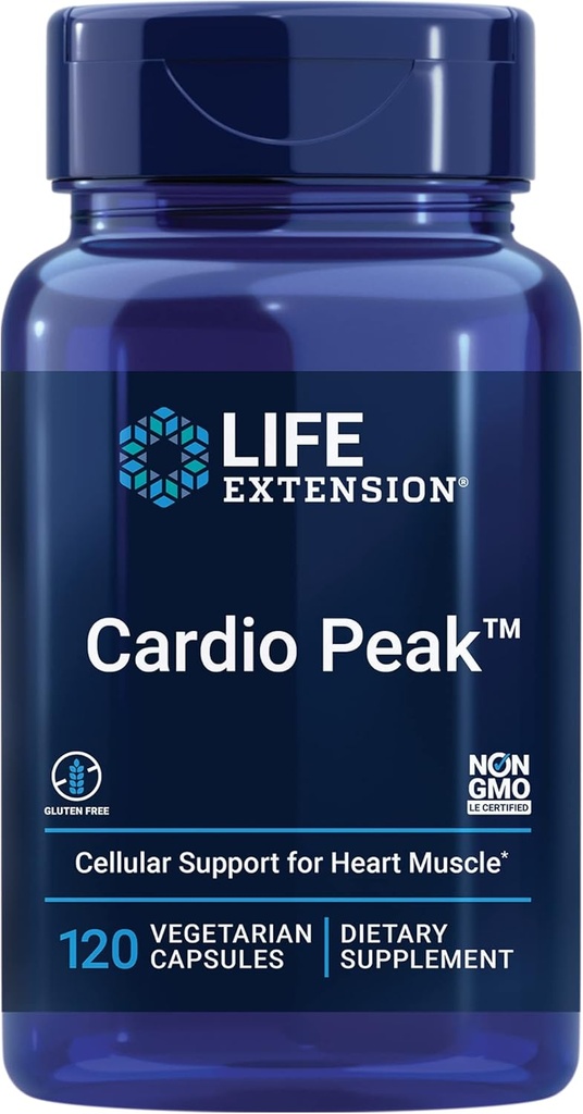 Life Extension Cardio Peak - Hawthorn Extract (Leaf, Flower, Stem) Ergänzung mit Arjuna Extract for Heart Health Support - zweimal täglich - Glutenfrei, Non-GMO, Vegetarisch - 120 Kapseln